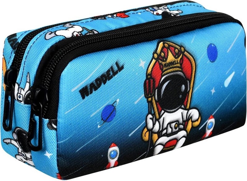 Waddell Licensed Black-Blue Astronaut Patterned 2 Pocket Pencil Case - Image 3
