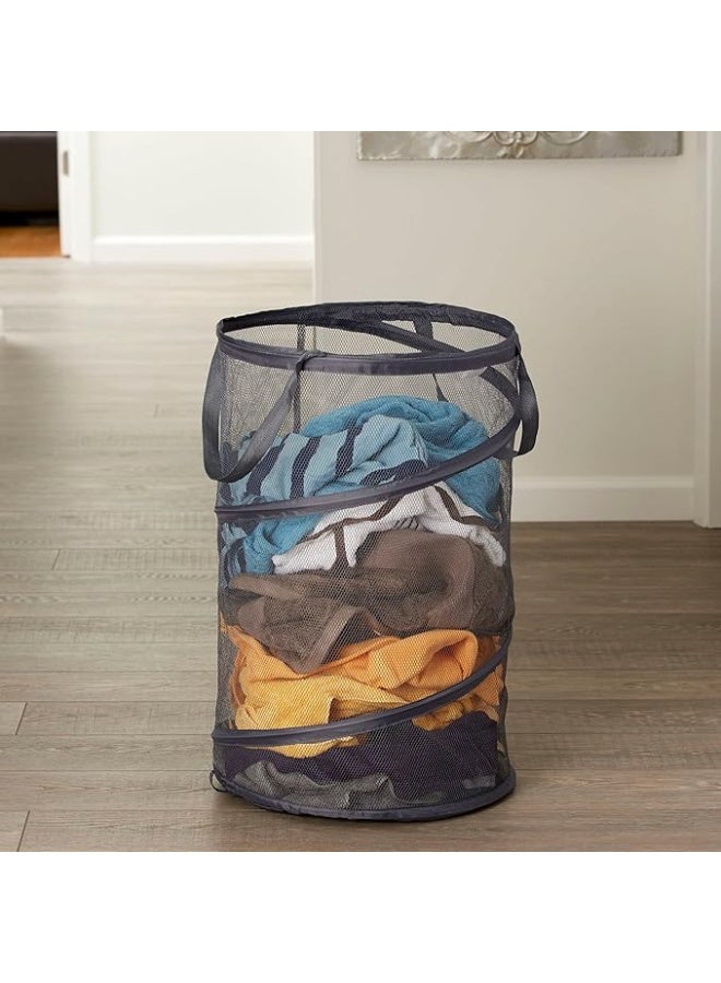 Pop-Up Collapsible Mesh Laundry Hamper | Charcoal - Image 2