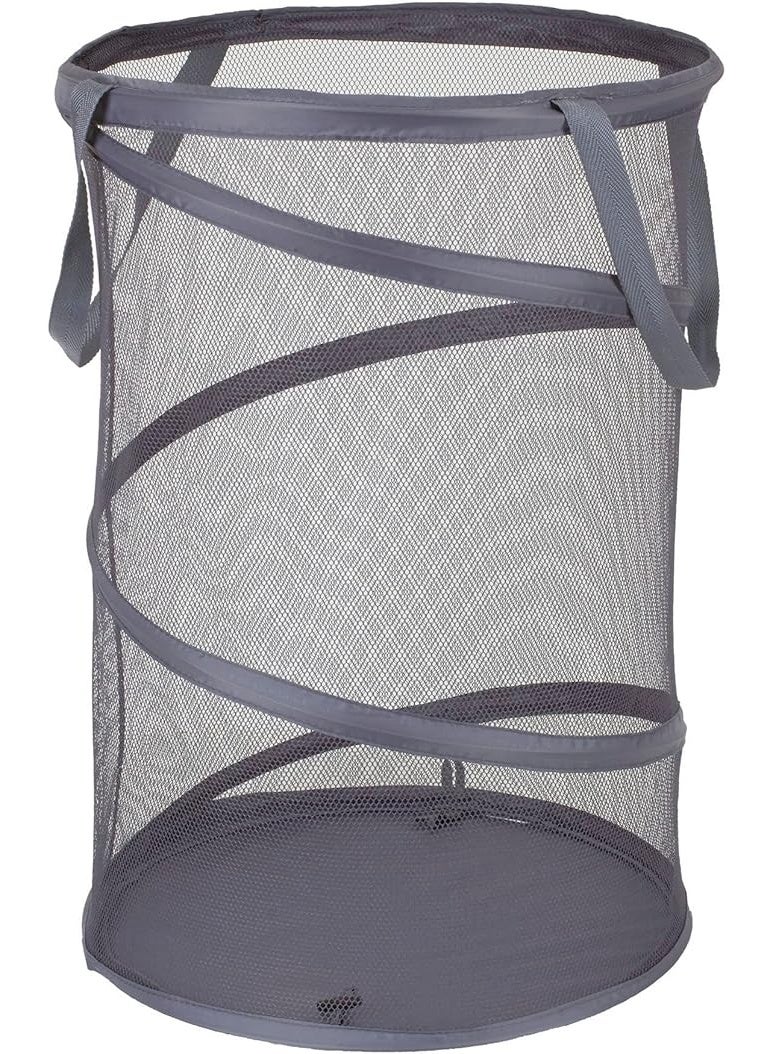 Pop-Up Collapsible Mesh Laundry Hamper | Charcoal - Image 1