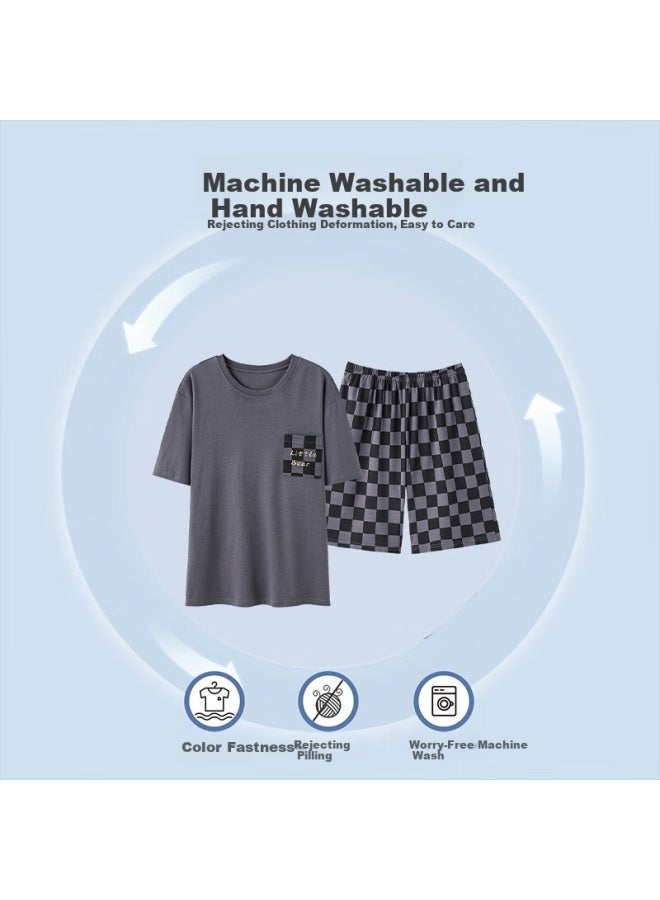LANG SHA Langsha Men's Summer Simple Round Neck Comfortable Breathable Plus Size Home Wear Short Sleeve Set New - Image 5