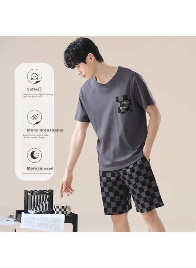 LANG SHA Langsha Men's Summer Simple Round Neck Comfortable Breathable Plus Size Home Wear Short Sleeve Set New - Image 4