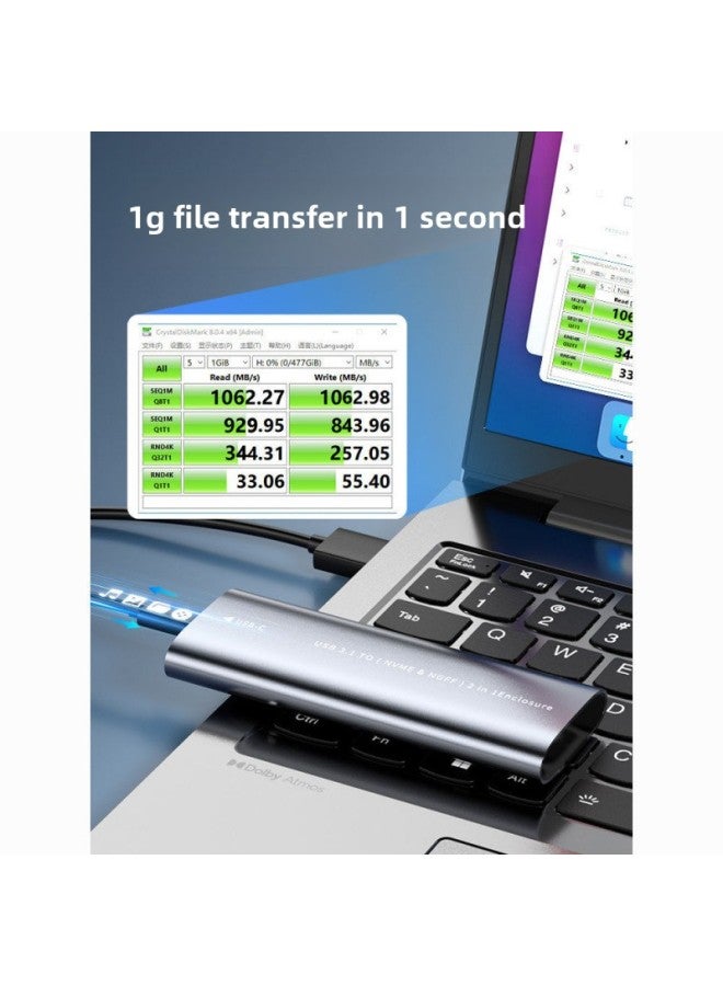 . Mobile Hard Disk Box/dual Protocol Transfer. External Box Solid State Drive Reader-Color:Dual Protocol Hard Drive Box + Protective Cover - Dual-wire Package (usb Cable + C To C Cable)♜♜ - Image 2