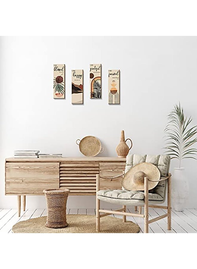 NANAO Boho Wall Paintings for Living Room, Wall Art Minimalist Home Decor for Kitchen, Bedroom, No Frame, 4PCS - Image 4