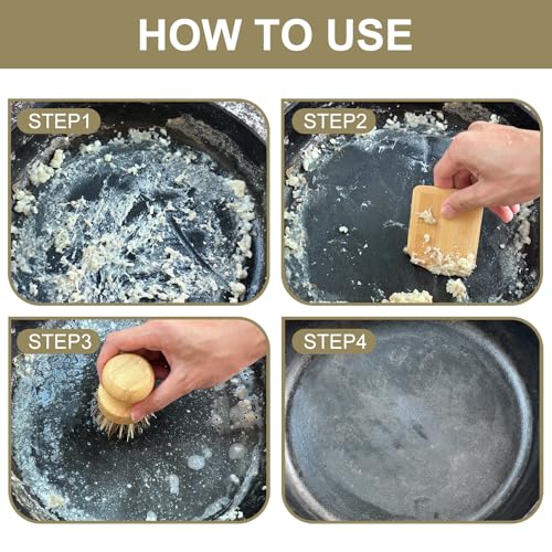 Luviancy Bamboo Cast Iron Brush, Bamboo Pot Scraper, Kitchen Cleaning Tools for Cast Iron Skillets, Cookware, Dishes, Pans and Pots - Image 5