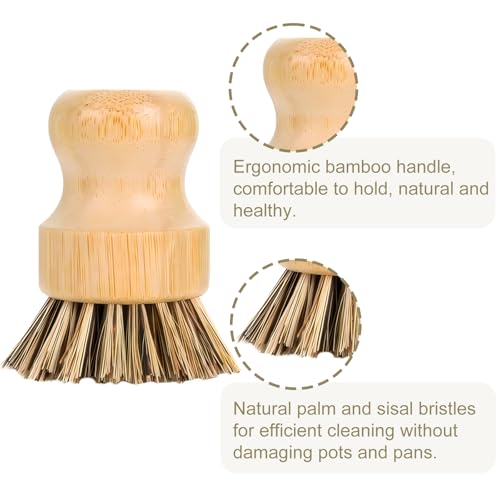 Luviancy Bamboo Cast Iron Brush, Bamboo Pot Scraper, Kitchen Cleaning Tools for Cast Iron Skillets, Cookware, Dishes, Pans and Pots - Image 3