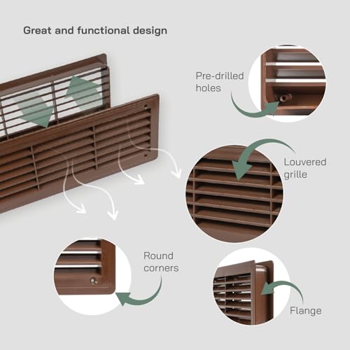 Vent Systems 18" x 5" Inch Dark Brown Plastic Door Air Vent Cover - Two Sided Louvered Vent - Register Interior Door Grille - Louver Ventilation Grill for Home, Cabinet, Furniture, Bathroom, Garage - Image 3