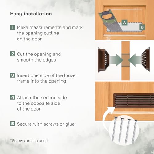 Vent Systems 18" x 5" Inch Dark Brown Plastic Door Air Vent Cover - Two Sided Louvered Vent - Register Interior Door Grille - Louver Ventilation Grill for Home, Cabinet, Furniture, Bathroom, Garage - Image 4