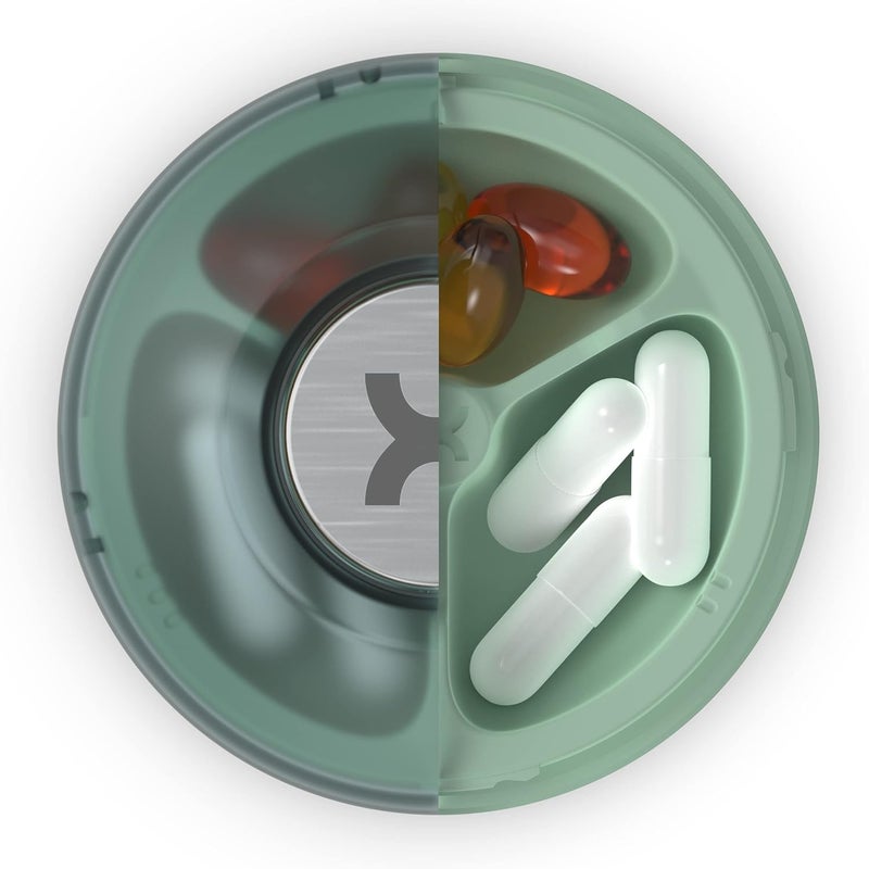 PROMIXX Core Pill Box Organiser - Magnetic Stackable And Pocket-Sized Daily Tablet Organiser - Durable And Bpa Free (Seagrass Green) - Image 1