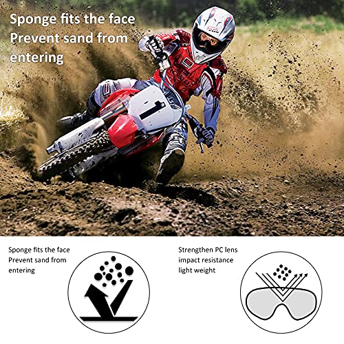 LMAVAG Motorcycle Goggles for Men Women Motocross Goggles Dirt Bike Goggles ATV Goggles Riding Goggles Powersports Goggles Offroad Goggle MX Goggles Skiing Goggles UV400 Anti-Scratch Dustproof Goggles Clear - Image 2