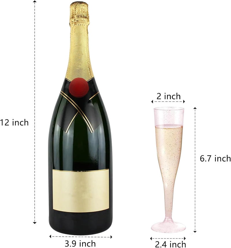 WDF 36 Pack Pink Glitter Plastic Champagne Flutes - 7OZ Disposable Pink Glasses Glitter Champagne Flutes Plastic for Party & Wedding - Image 3