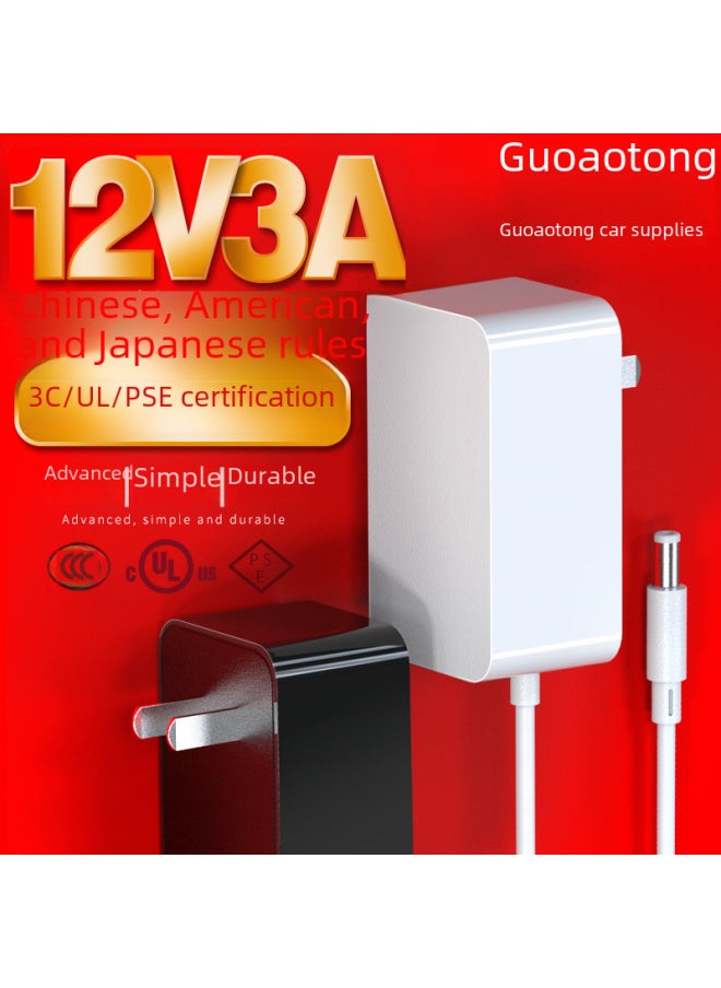 Generic - 12V3A Power Adapter China Standard 3C Certified US Standard UL Certified PSE Certified Japanese Standard Power Adapter-Color:Black-Specifications:China Standard 3C Certified DC Head 5.5*2.1 - Image 1
