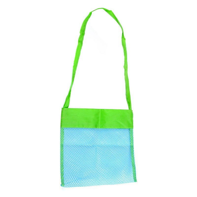Kids Outdoor Folding Mesh Beach Toy Storage Bag small size blue net green belt