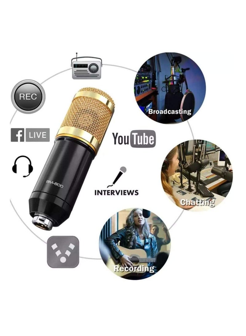 Condenser Microphone Bundle with V8s Live Sound Card for Live Streaming, Singing, YouTube, Gaming, BM 800 Condenser Microphone Kit with Cardioid Design for Gamer (Black) - Image 4