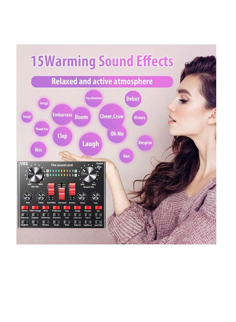 Condenser Microphone Bundle with V8s Live Sound Card for Live Streaming, Singing, YouTube, Gaming, BM 800 Condenser Microphone Kit with Cardioid Design for Gamer (Black) - Image 5