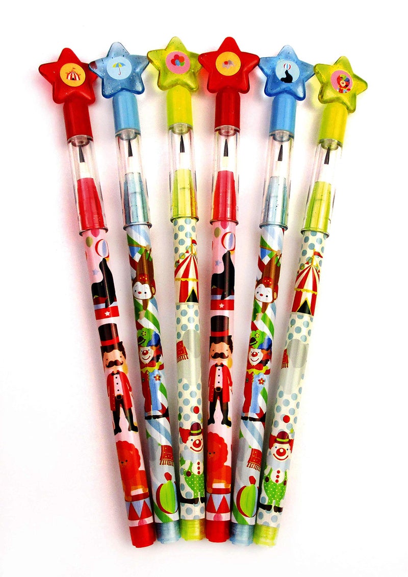 TINYMILLS 24 Pcs Circus Carnival Multi Point Stackable Pencil with Eraser for Circus Carnival Birthday Party Favor Prize Carnival Goodie Bag Stuffers - Image 2
