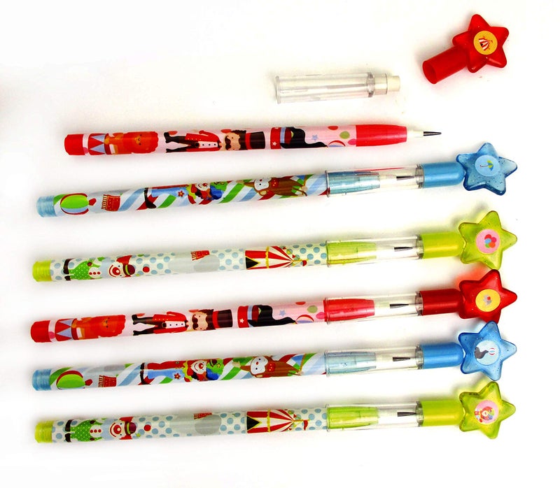 TINYMILLS 24 Pcs Circus Carnival Multi Point Stackable Pencil with Eraser for Circus Carnival Birthday Party Favor Prize Carnival Goodie Bag Stuffers - Image 3