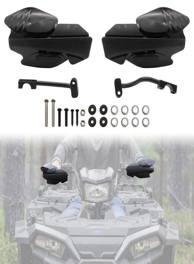 SAUTVS Handguards with Mount Brackets Kit for Polaris Sportsman Scrambler 400 450 570 850 XP 1000 2007-2025 Black Hand Guards Protector Accessories (2PCS, Replace #2876846, 2879380) - Image 1