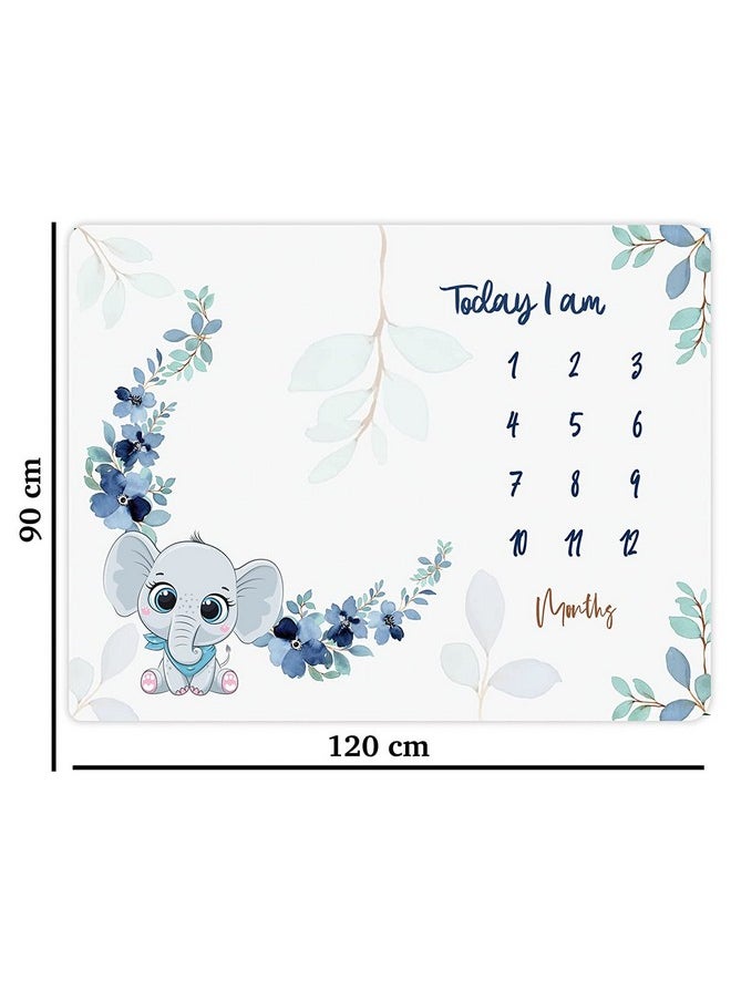 Novo Baby Milestone Blanket And Props For Baby'S |1 To 12 Months |Newborn Infants Ac Room Blanket For Summer, Winter , Bedding -90X120 (Animal Print, White, Fleece)  - Image 2