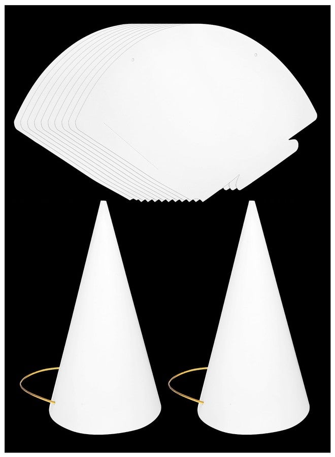 oruola 10pcs Kids Party Hats,White Paper Dunce Cap,Adult Art DIY,Birthday Partys Hat Crafts with Gold Elastic Cord,for Children Adult Painting Halloween Supplies Costume Headdress - Image 1