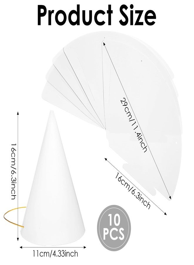 oruola 10pcs Kids Party Hats,White Paper Dunce Cap,Adult Art DIY,Birthday Partys Hat Crafts with Gold Elastic Cord,for Children Adult Painting Halloween Supplies Costume Headdress - Image 2