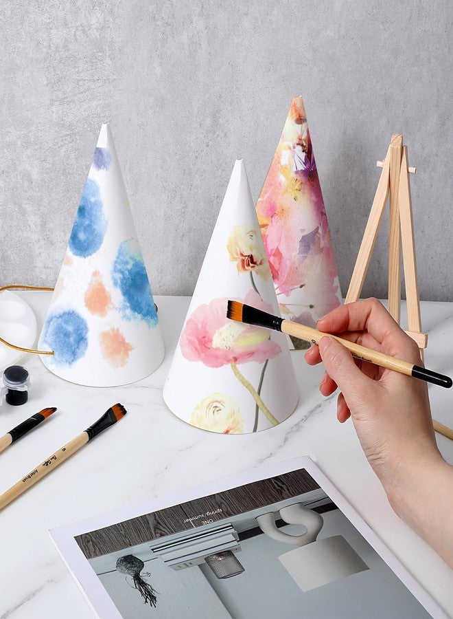 oruola 10pcs Kids Party Hats,White Paper Dunce Cap,Adult Art DIY,Birthday Partys Hat Crafts with Gold Elastic Cord,for Children Adult Painting Halloween Supplies Costume Headdress - Image 4