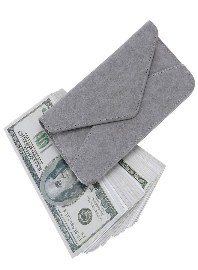XEYOU Women's Card Holder Envelope Style Credit Card Holder Cute Cash Wallet for Women Grey Minimalist - Image 4