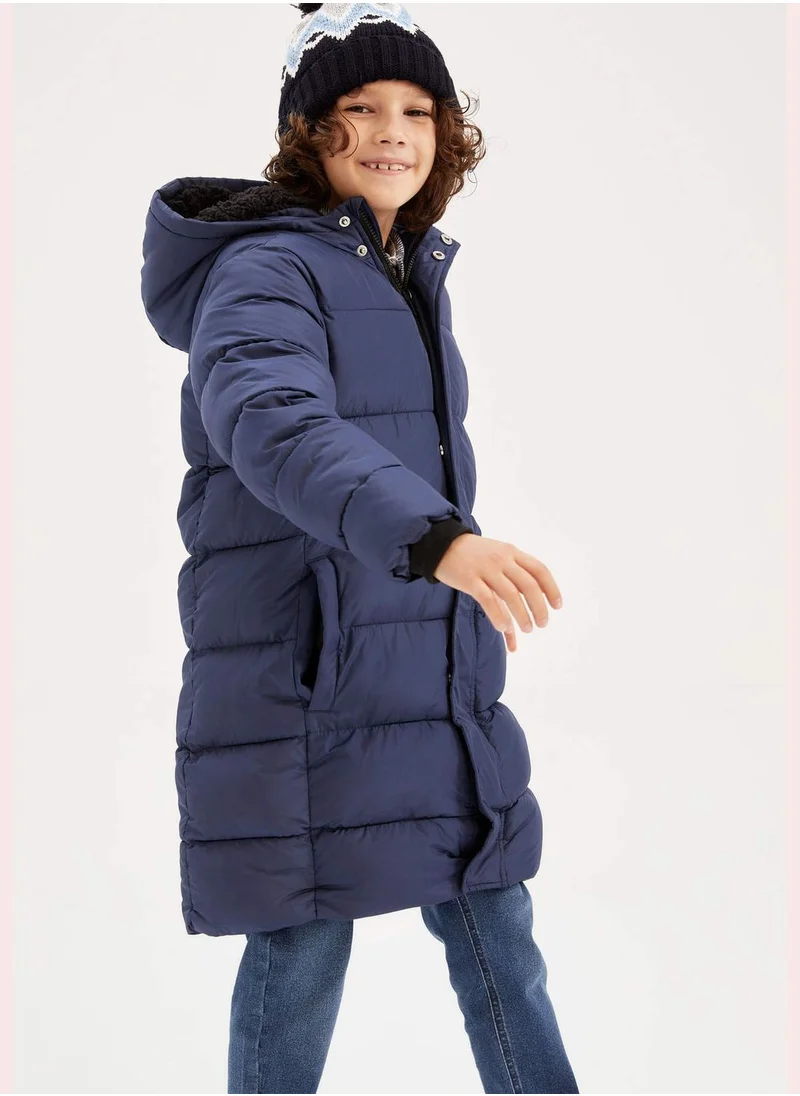 DeFacto Boy Hooded Long Sleeve Coat