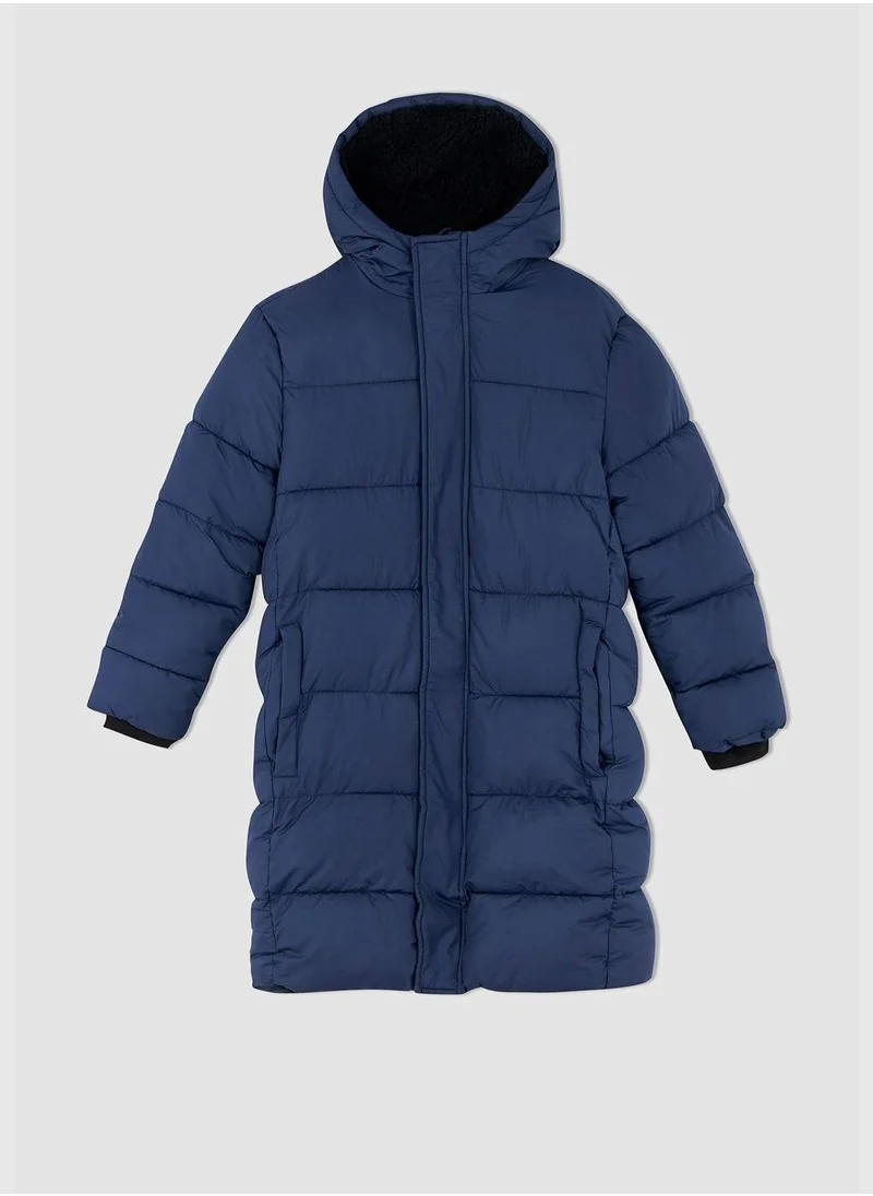 DeFacto Boy Hooded Long Sleeve Coat