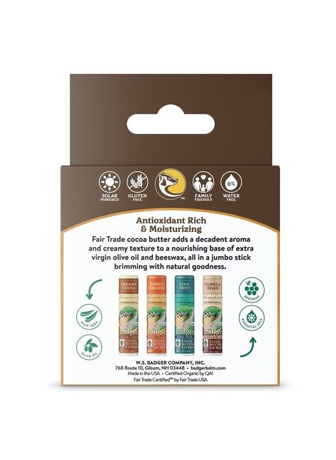 Badger Cocoa Butter Lip Balm Set, Fair Trade, Certified Organic Lip Butter, Flavored, Cocoa, Vanilla, Orange, Mint, 0.25 oz (4 Pack)  - Image 2