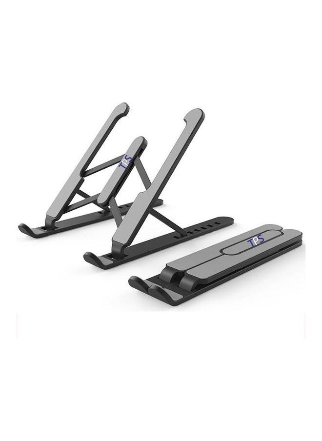 TPS Laptop Stand Adjustable, Ergonomic Portable and Adjustable Aluminum Laptop Stand for Desk, Cooling Aluminum Ventilated Notebook Riser for Tablet and iPad (Black)  - Image 3