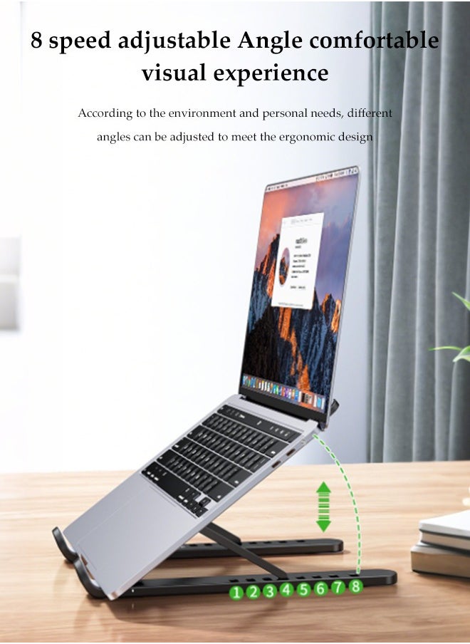 TPS Laptop Stand Adjustable, Ergonomic Portable and Adjustable Aluminum Laptop Stand for Desk, Cooling Aluminum Ventilated Notebook Riser for Tablet and iPad (Black)  - Image 4