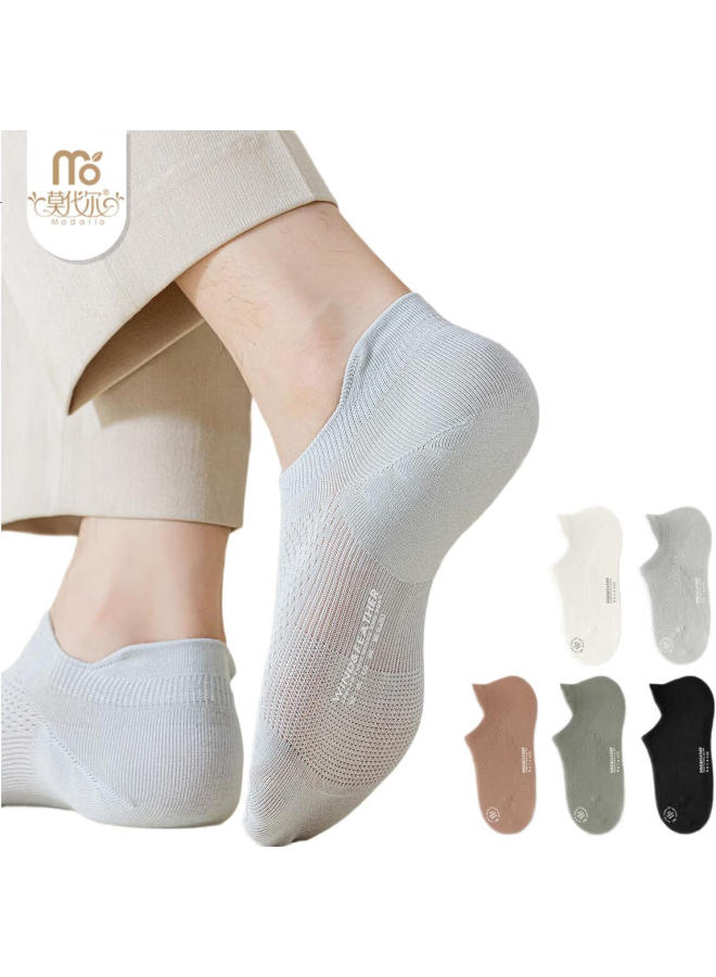 Modal 5 Pairs Of Short Socks For Men, 100% Pure Cotton Mesh Socks, Summer Ultra-Thin 7A Antibacterial Deodorant Socks, Student Sports Boat Socks - Image 3