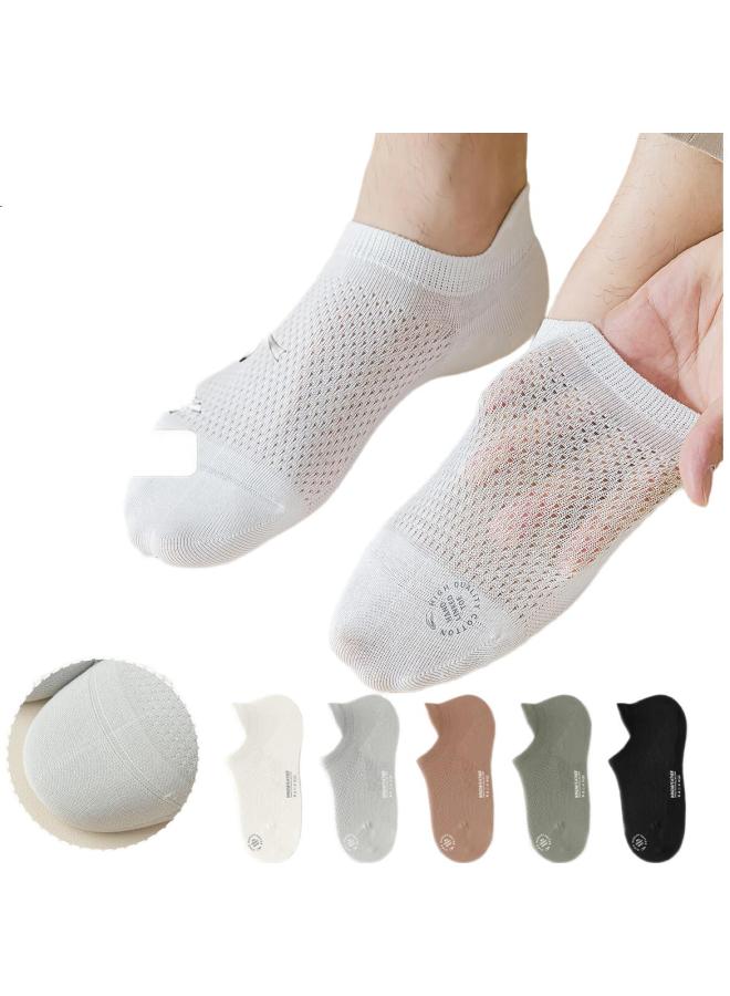 Modal 5 Pairs Of Short Socks For Men, 100% Pure Cotton Mesh Socks, Summer Ultra-Thin 7A Antibacterial Deodorant Socks, Student Sports Boat Socks - Image 2