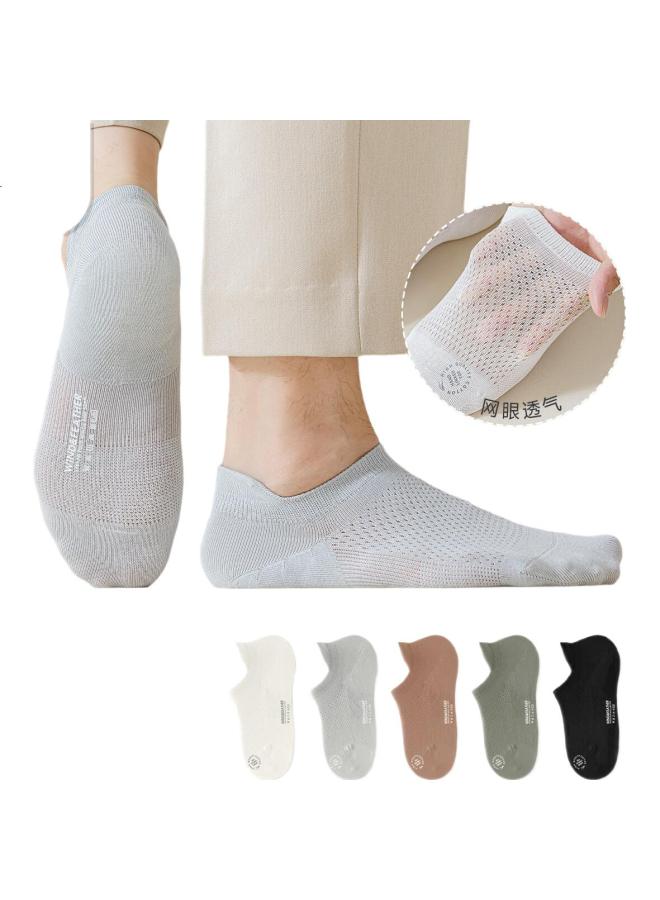 Modal 5 Pairs Of Short Socks For Men, 100% Pure Cotton Mesh Socks, Summer Ultra-Thin 7A Antibacterial Deodorant Socks, Student Sports Boat Socks - Image 1