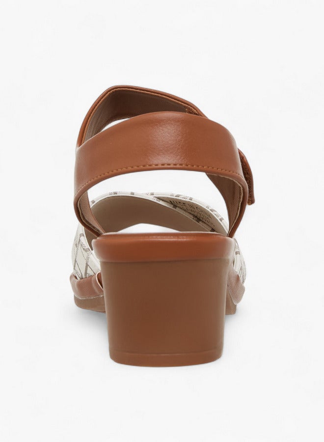 Paprika Monogram Print Sandals With Block Heels - Image 5