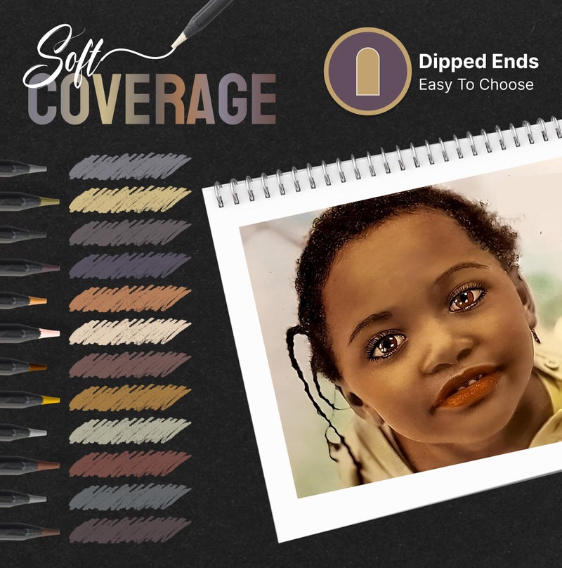 Black Widow Skin Tone Colored Pencils for Adult Coloring Books â€“ 12 Soft Core Color Pencils for Portraits and Skintone Artists â€“ Complete Range with Lightfast Ratings - Image 5