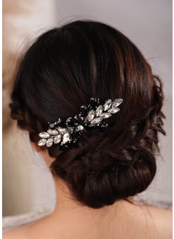 BERYUAN Bridal Hair Accessories  Rhinestone Crystal Side Comb for Wedding Women and Girls black 