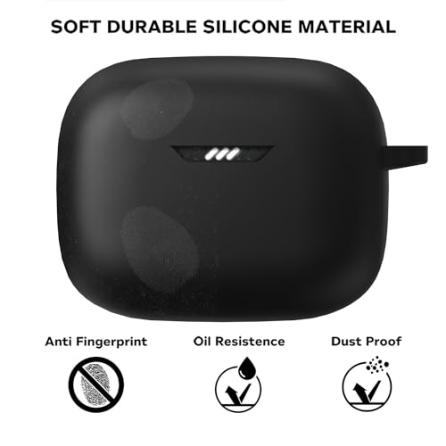 Sounce Earphone Case Cover Compatible for JBL Tune 230NC / JBL Tune 235NC, Soft Silicone Skin Case Cover Shock-Absorbing Protective Case with Keychain [Front LED Visible] (Black) - Image 4