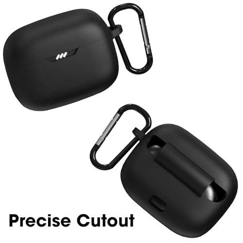 Sounce Earphone Case Cover Compatible for JBL Tune 230NC / JBL Tune 235NC, Soft Silicone Skin Case Cover Shock-Absorbing Protective Case with Keychain [Front LED Visible] (Black) - Image 2