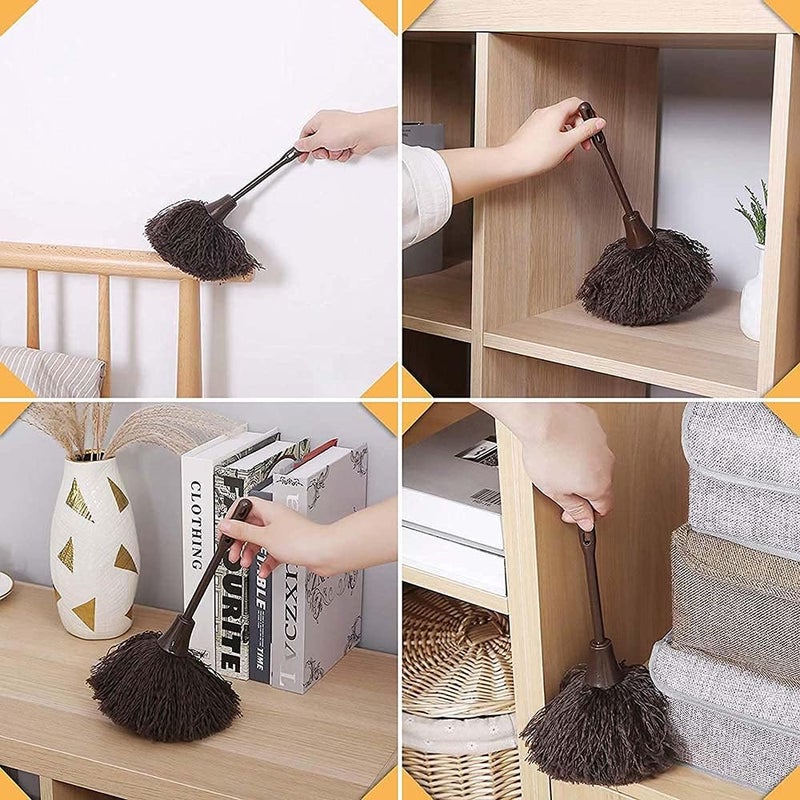 ELECDON Feather Duster, 2pcs Keyboard Brush Long Handle Fluffy Duster Car Duster Interior/Exterior Cleaner, Duster for Blinds Kitchen Keyboard Office, Smart and Soft and Fluffy Duster - Image 5