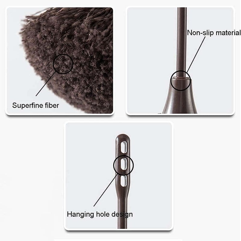 ELECDON Feather Duster, 2pcs Keyboard Brush Long Handle Fluffy Duster Car Duster Interior/Exterior Cleaner, Duster for Blinds Kitchen Keyboard Office, Smart and Soft and Fluffy Duster - Image 3