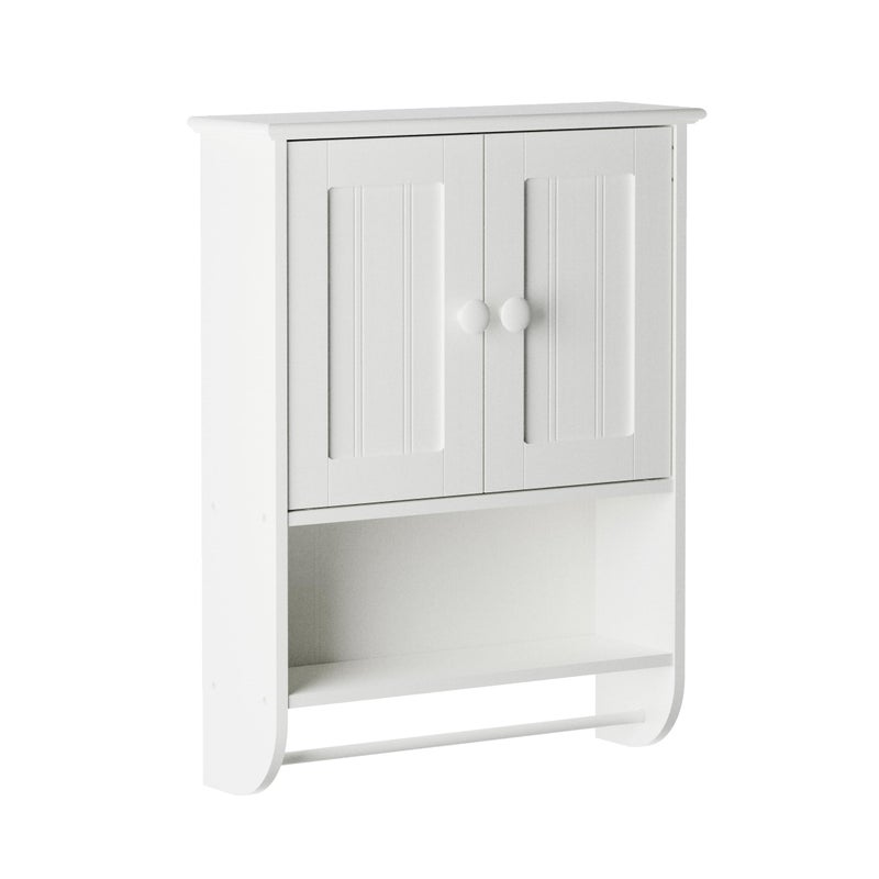 Zenna Home Zenna Home Cottage Bathroom Wall Cabinet with 2 Shelves and 2 Doors 19 W x 256 H Storage Cabinet with Towel Bar White 