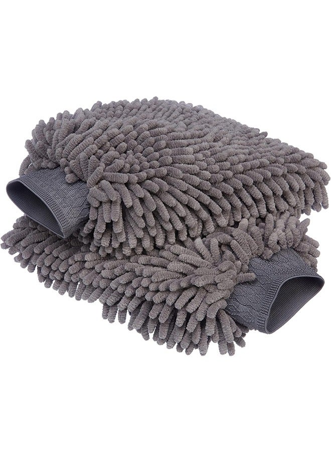 TodyJeyHo Deluxe Microfiber Car Wash Drying Mitts, 2 Pack, Gray, 30.4 x 20.3 cm  - Image 1