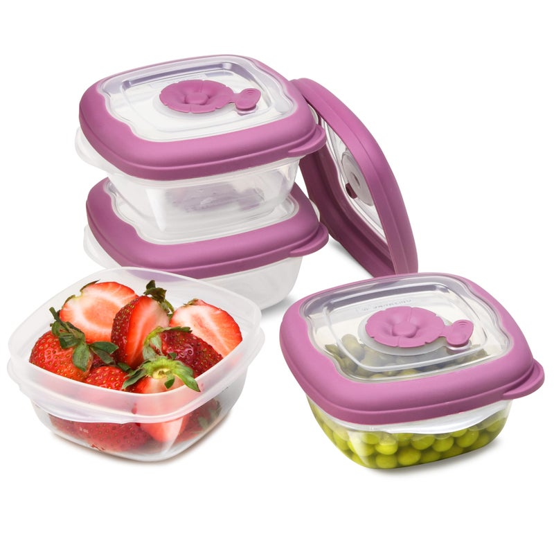Tribello Small Plastic Food Storage Containers With Lids Airtight, 5 Oz Snack / Fruit Lunch Box For Kids, Meal Prep To Go, Fridge Storage Containers, Easy Open Lids, Dishwasher Safe, BPA Free, 5 Oz - Set of 4 - Image 1