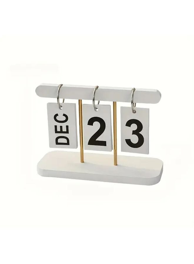 تقويم قلابة أبيض مينيماليستي 12 شهر - إكسسوار مكتبي عصري - Image 1