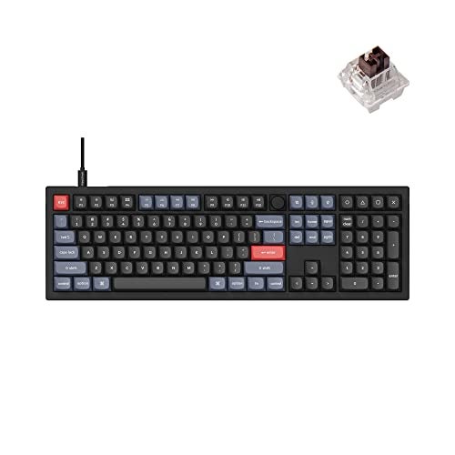 Keychron V6 Wired Custom Mechanical Keyboard Knob Version, Full-size QMK/VIA Programmable Macro with Hot-swappable Keychron K Pro Brown Switch Compatible with Mac Windows Linux Black (Non-Transparent) - Image 1