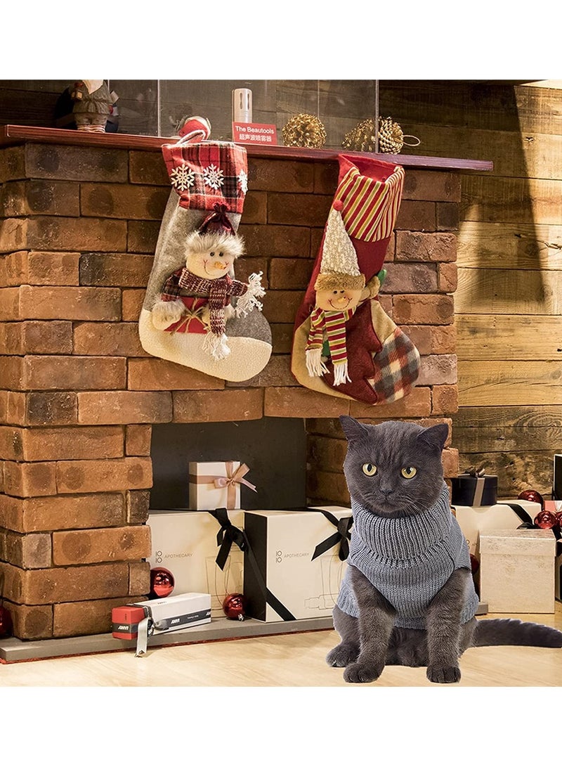 SYOSI Cats Knitted Sweaters, Cat Sweater Turtleneck Knitted Sleeveless Cat Clothes Warm Winter Kitten Clothes Outfits for Cats or Small Dogs in Cold Season(Grey) (S)  - Image 5