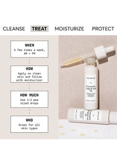Tranexamic Topical Acid 5%, Face & Skin Care Discoloration Treatment, with Kojic Acid, Niacinamide & Licorice Root, 1 oz