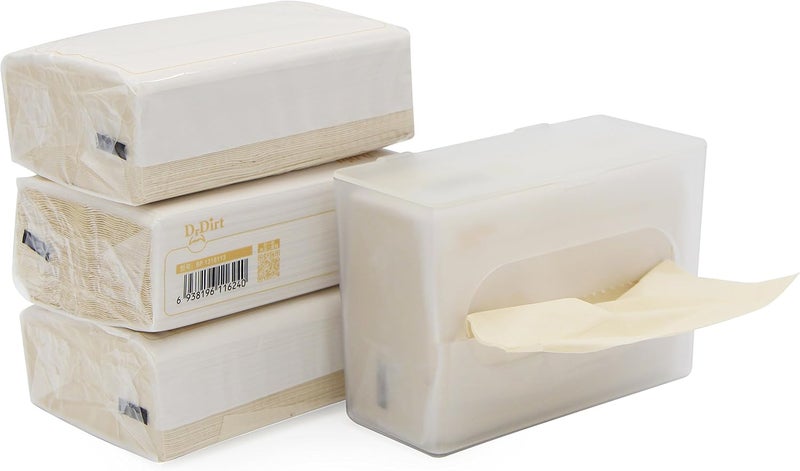 DrDirt Bamboo Tissues 3-Ply - 110 Count, Bamboo Facial Tissue Cube Bag 4 Pack with Wall-Mounted Dispenser - Eco-Friendly, Perfect for Bathroom & Kitchen - Image 1