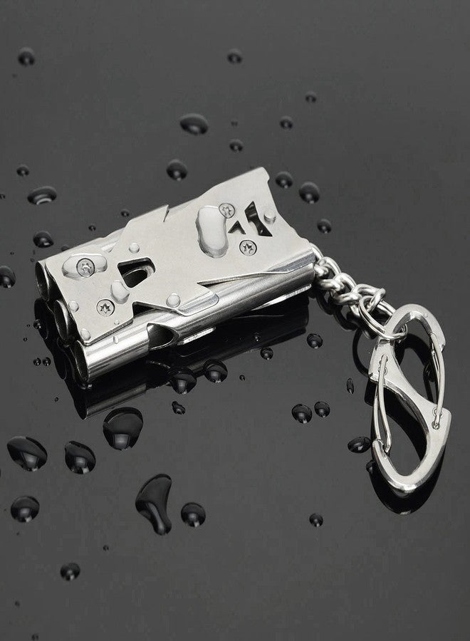 Binboll Stainless Steel High Decibel Outdoor Life-Saving Emergency Whistle(Three Tubes Whistle~Sliver) - Image 2